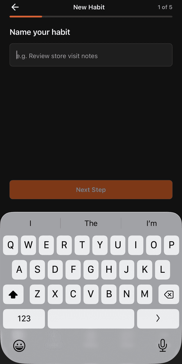 Trailblazers new habit flow showing a repeatable behavior setup